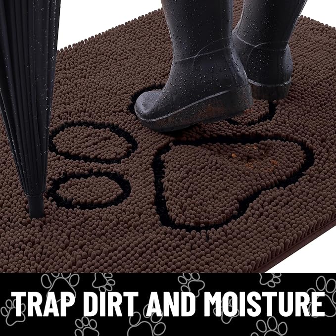 Smiry Dog Door Mat for Muddy Paws, Absorbent Dirt Trapper Non Slip Quick Dry - Image 2
