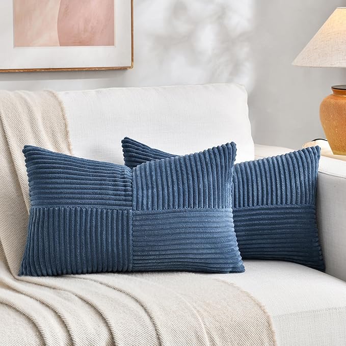 Fancy Homi 2 Packs Dusty Blue Long Lumbar Decorative Throw Pillow Covers 12x24 by Fancy+Homi