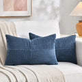 Fancy Homi 2 Packs Dusty Blue Lumbar Decorative Throw Pillow Covers 16x26 Inch by Fancy+Homi