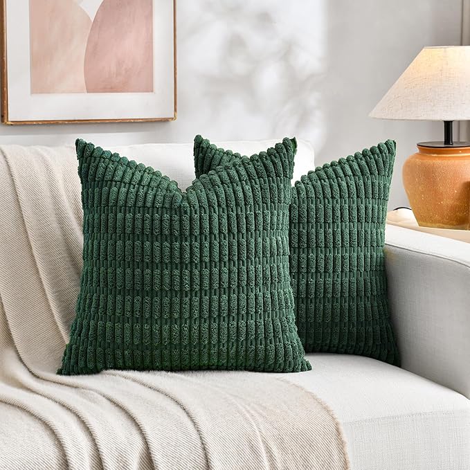 Fancy Homi 4 Packs Hunter Green Decorative Throw Pillow Covers 20x20 Inch - Image 5