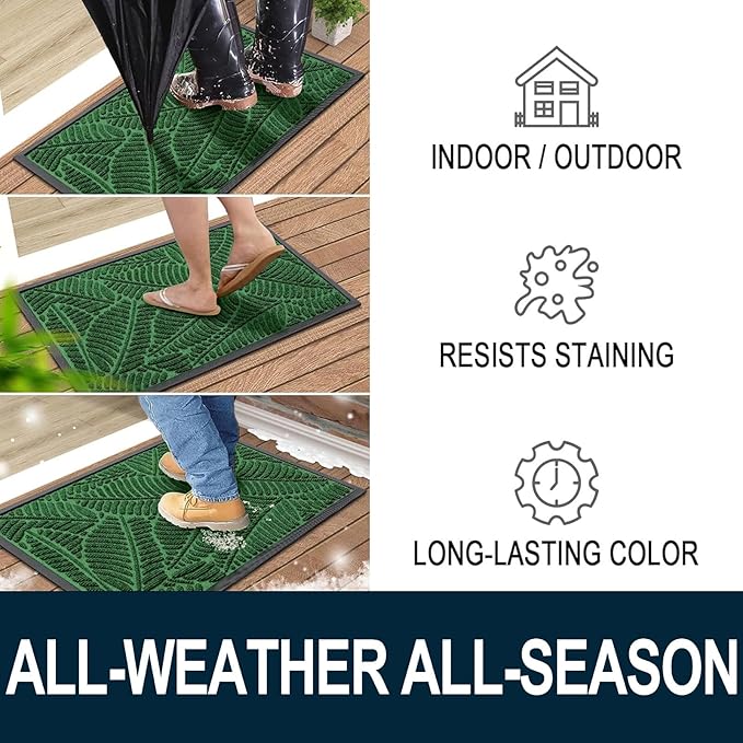 Colorxy Waterproof Doormat, Sturdy Natural Rubber Front Indoor Mat, Non Slip - Image 4