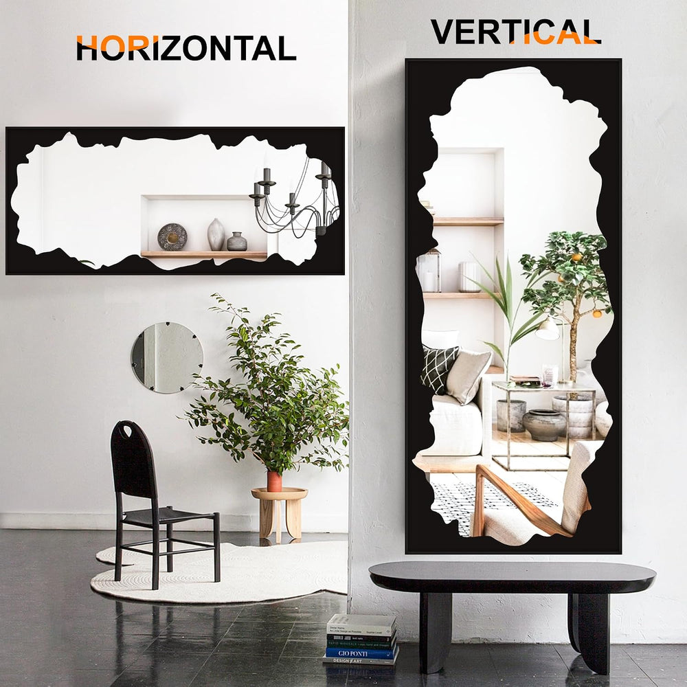 Full Length Mirror for Wall, 70"x30" Black Abstract Wall Decor Mirror
