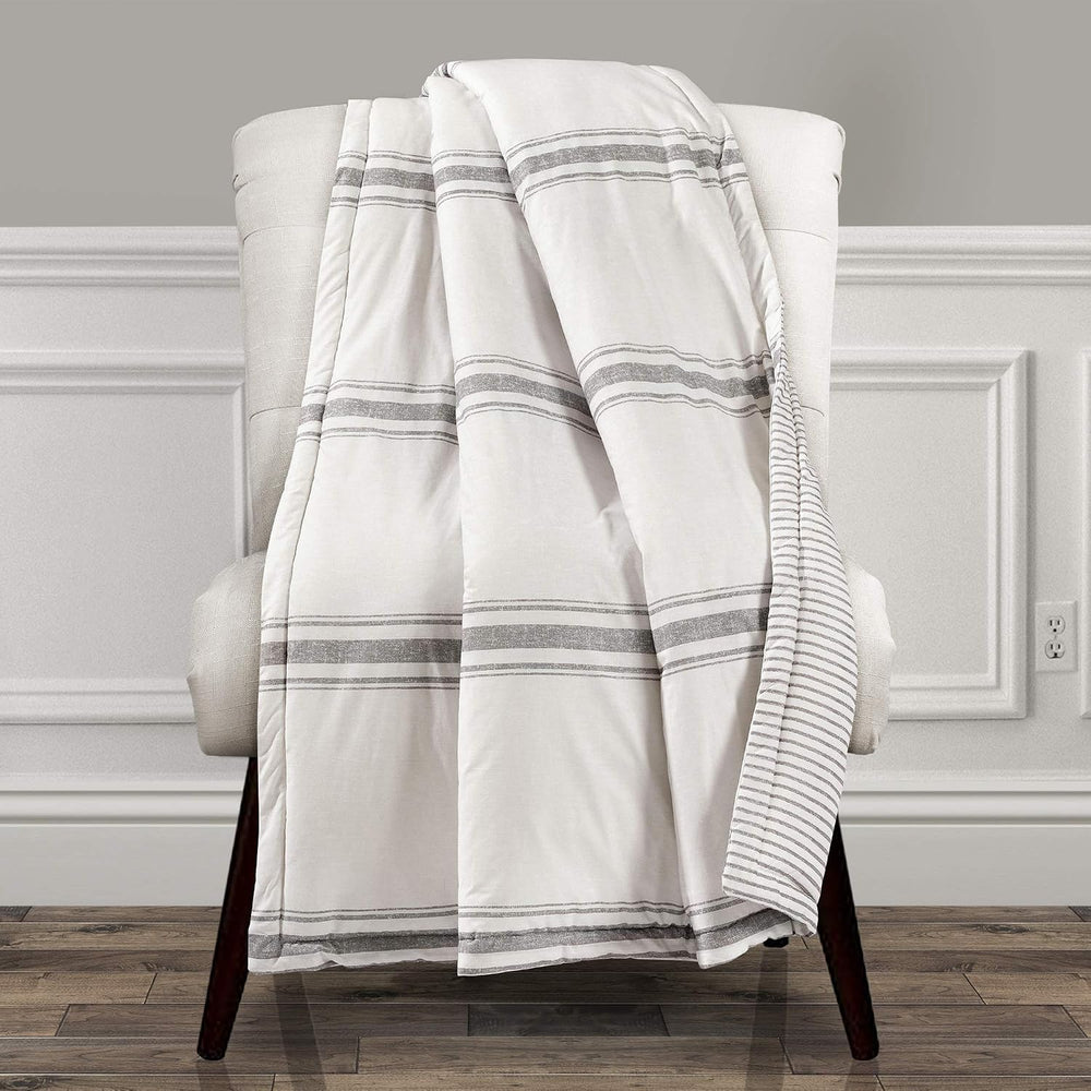 Lush Decor Farmhouse Stripe Reversible Throw, Single, 50" W x 60" L...