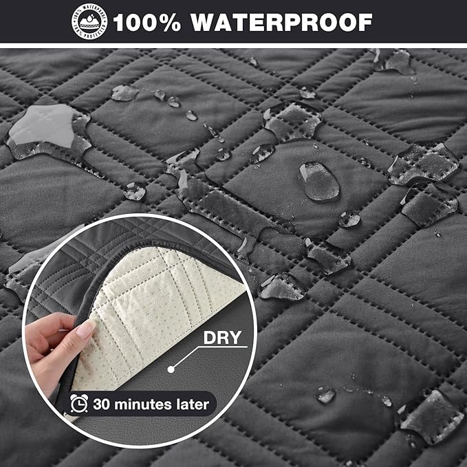TAOCOCO 100% Waterproof Loveseat Recliner Cover, Non Slip Split Recliner Couch - Image 3