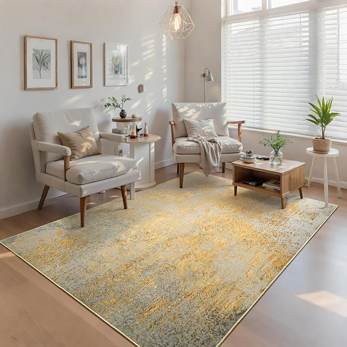 Living Room Rug 5'x7' Area Rug Washable Boho Carpet Non Slip Abstract Vintage - Image 4