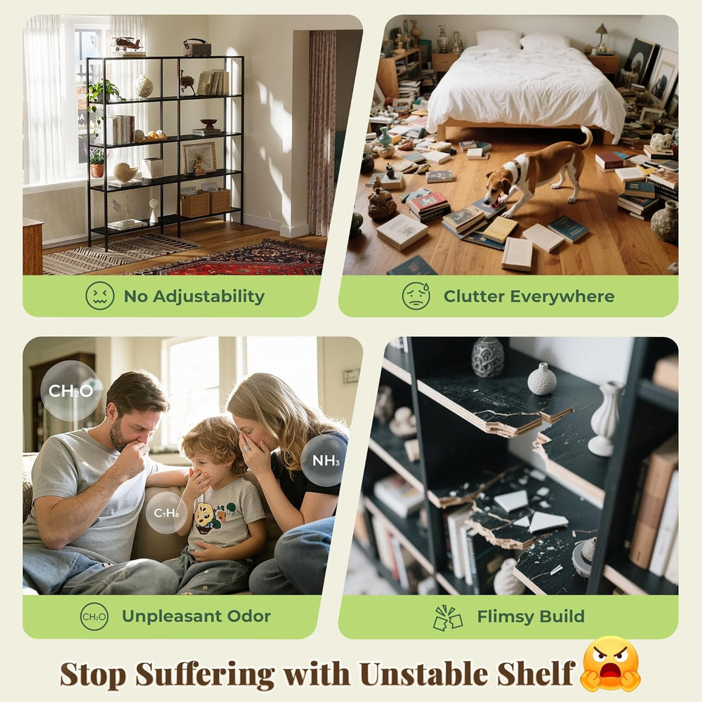 Huuger 5 Tier Bookshelf, L Shaped Corner Bookshelf with 10 Open Shelves, 49.4...