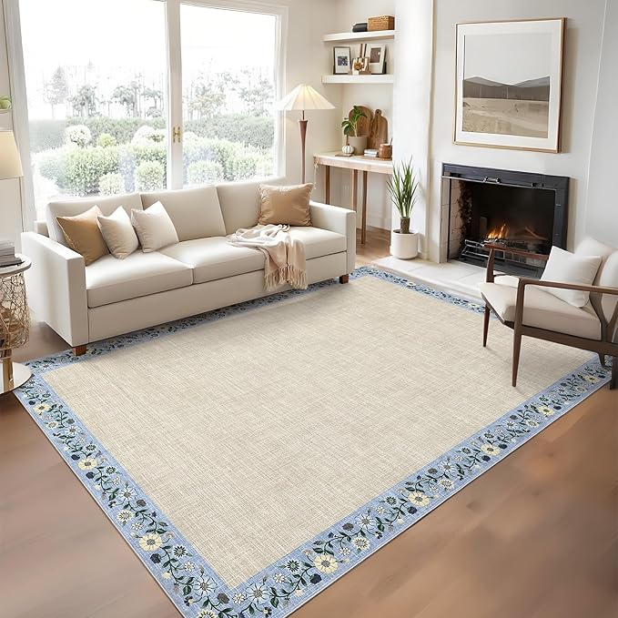 GarveeHome 4x6 Area Rugs for Bedroom Living Room Machine Washable Rugs Floral by GarveeHome