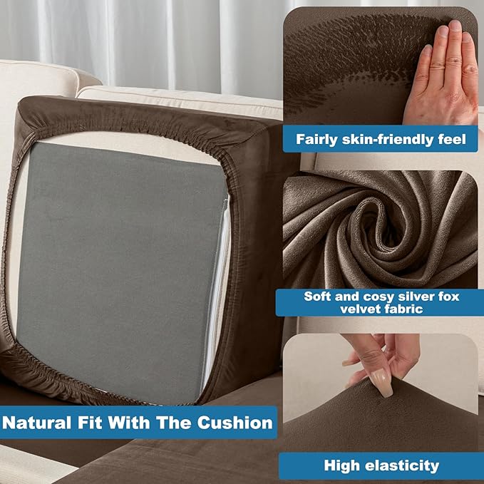 Couch Cover Stretch Velvet Sofa Cushion Cover 2-Piece - Image 5