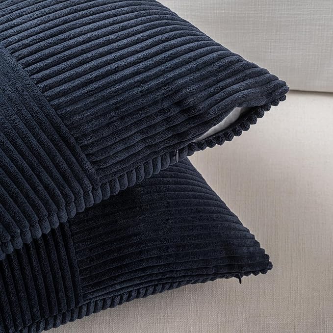 Fancy Homi 2 Packs Navy Blue Long Lumbar Decorative Throw Pillow Covers 16x24 - Image 4