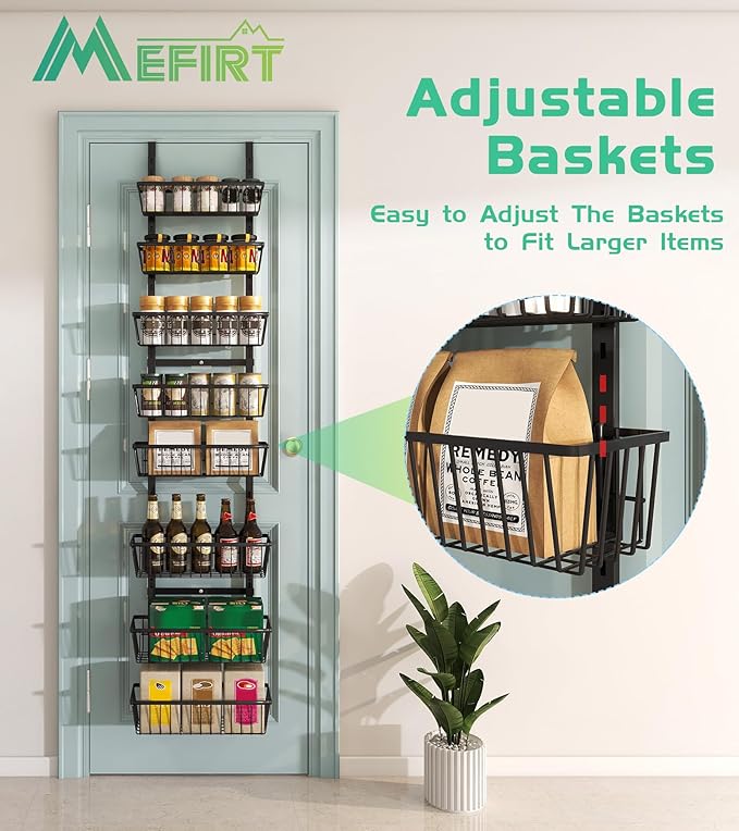 Mefirt 12 Inch Wide Narrow Over The Door Pantry Organizer, Pantry Organization - Image 3