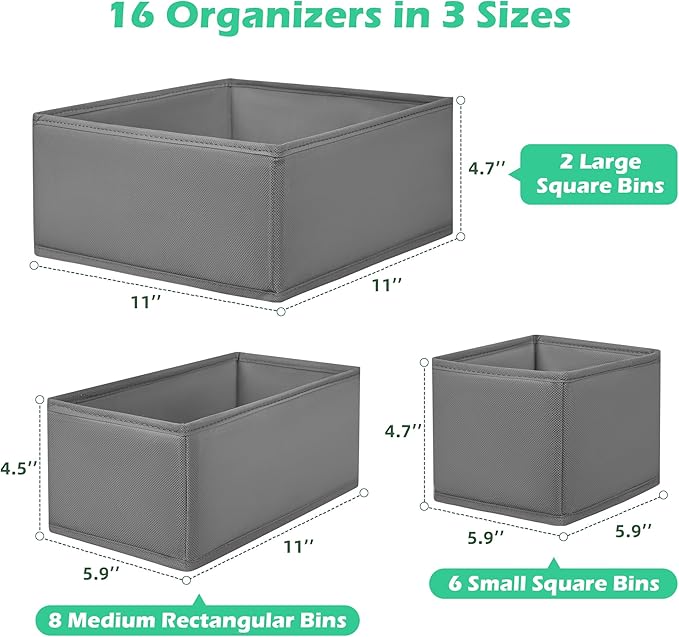 Drawer Clothing Organizer 16-Pack, Fabric Folding Wardrobe Organizer, Can Store - Image 2