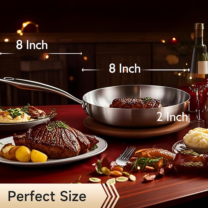 LOLYKITCH 8 Inch Tri-ply Stainless Steel Frying Pan - Image 6