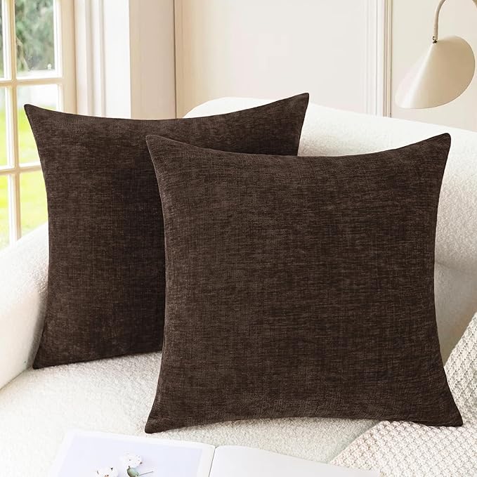 CaliTime Throw Pillow Covers Decorative 22 X 22 Inches Pack of 2 Cozy Chenille by CaliTime
