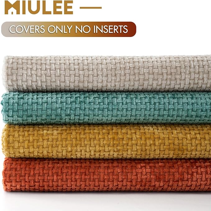 MIULEE Pack of 4 Couch Throw Pillow Covers 18x18 Inch Neutral Orange/Teal Soft - Image 6