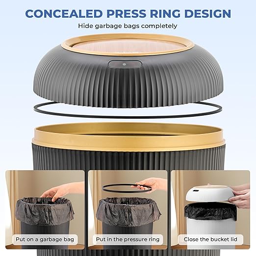 Pukomc Smart Sensor Wastebasket, Convenient and Hygienic Easy to Use,