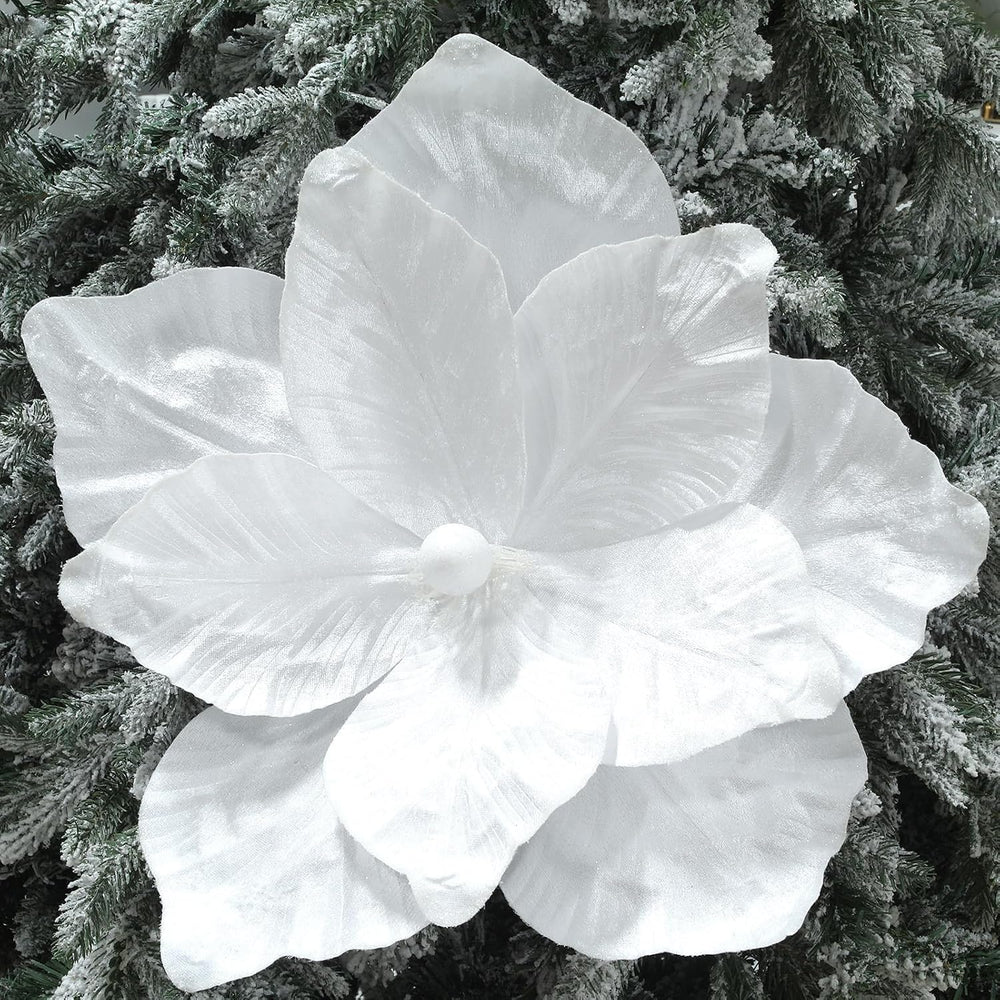 Norme 6 Pcs Large 20'' Christmas White Magnolia Flowers