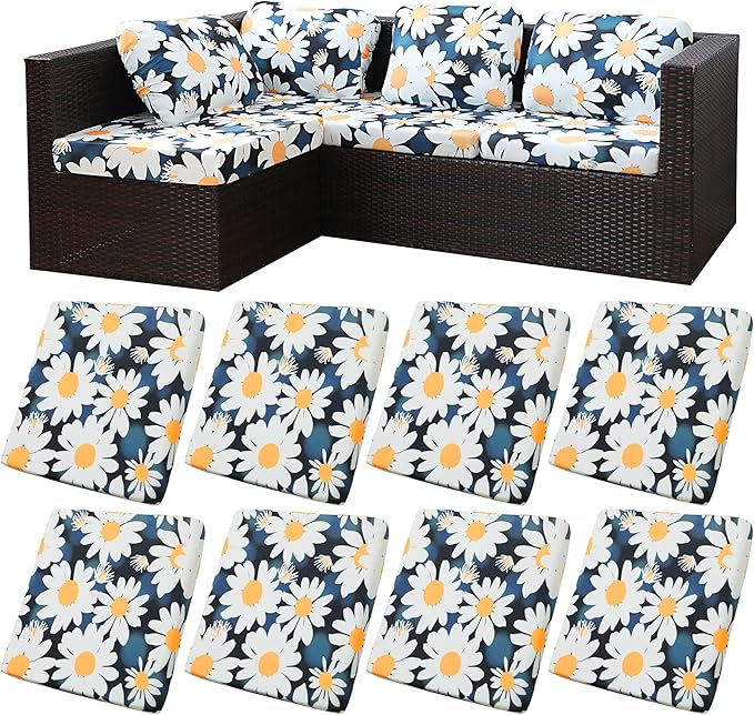 8Pcs Stretch Patio Cushion Covers, Outdoor Couch Covers Replacement, Outdoor by BIETYONE