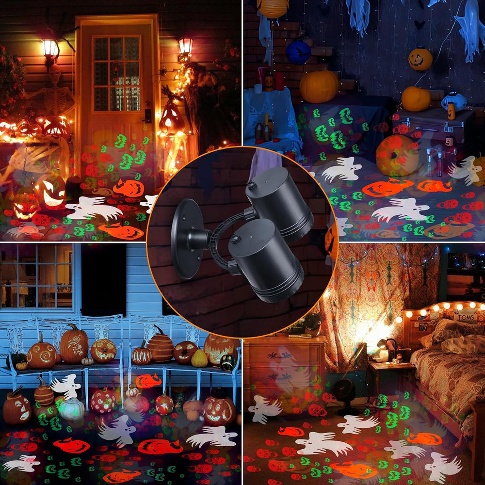 Toodour Halloween Projector Lights Outdoor, Double Head Dynamic Halloween Lig...