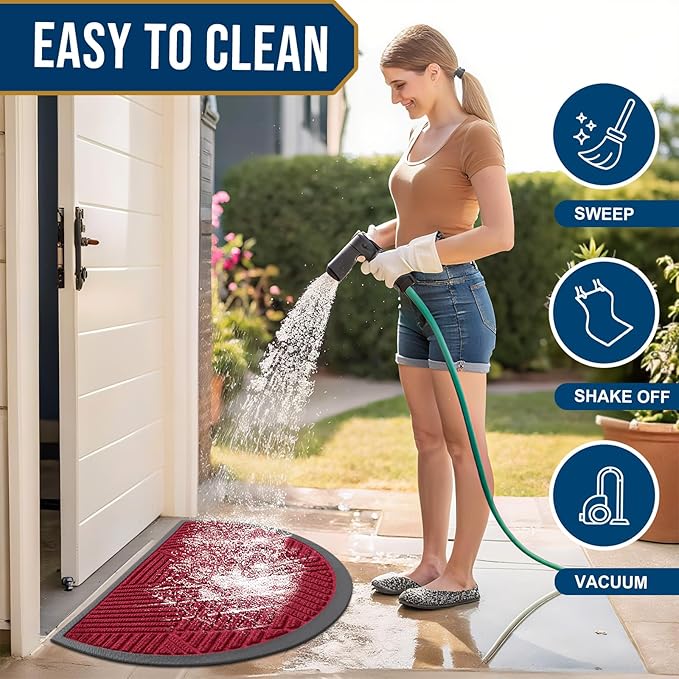 Smiry Half Circle Front Door Mat Outside Entrance, Heavy Duty Sturdy Natural - Image 6