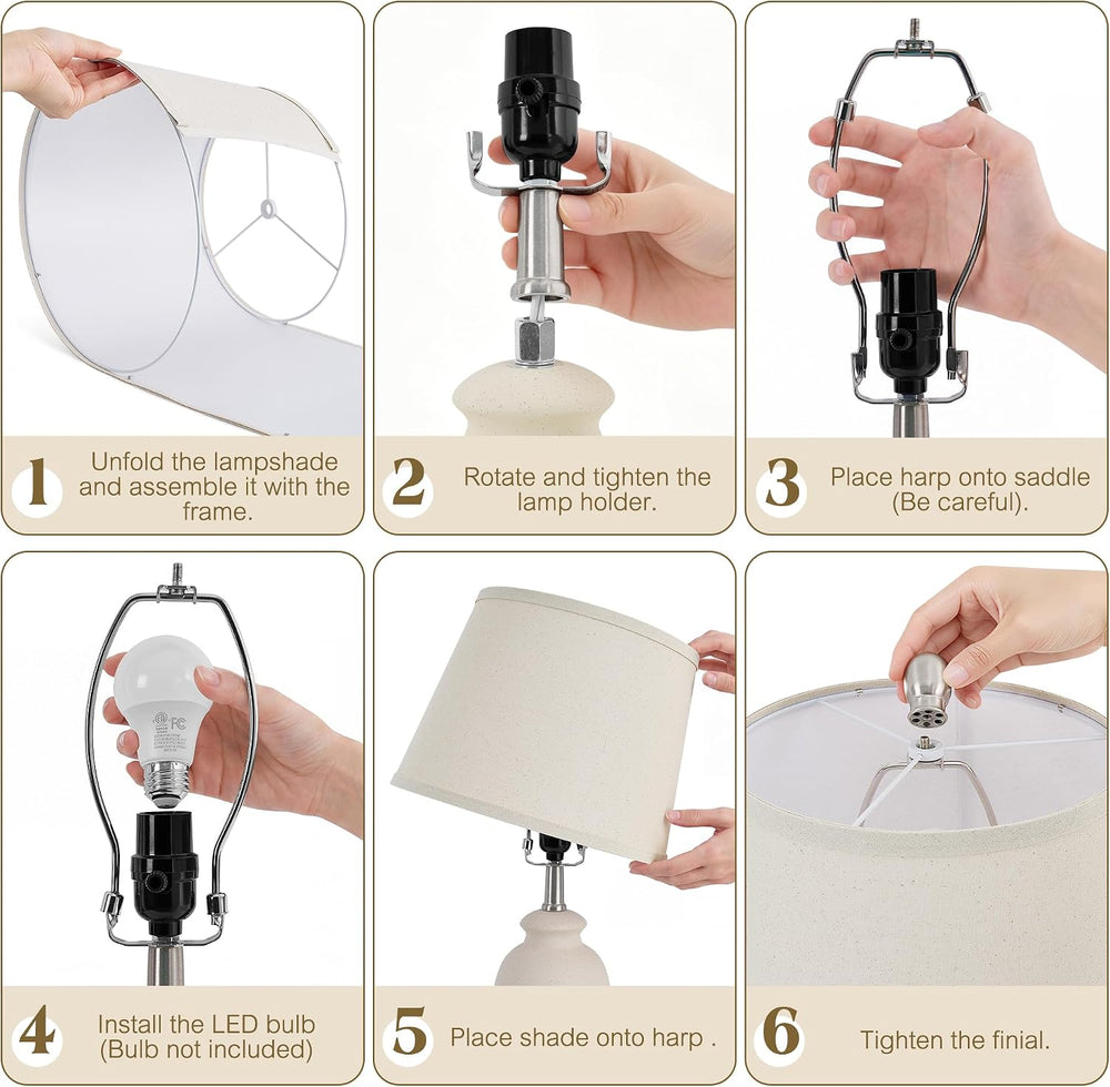 22.75" Ceramic Table Lamps Set of 2,Nightstand Lamps Bedside Lamps