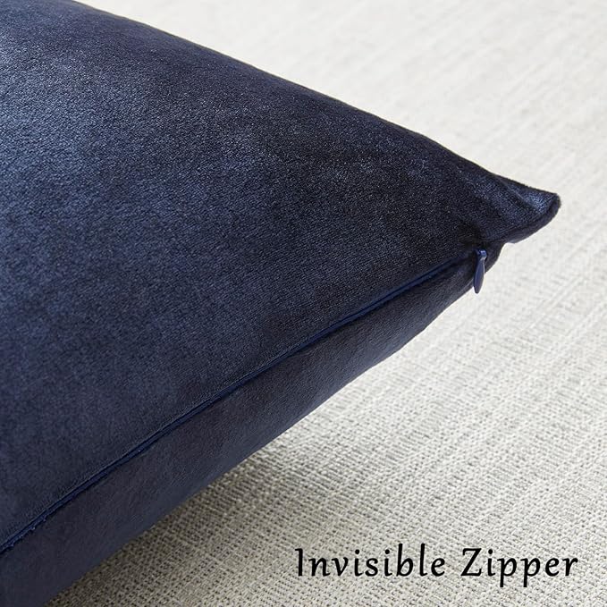 GIGIZAZA Navy Blue Velvet Pillow Covers 20x20, Square Solid Throw Pillow Covers - Image 5