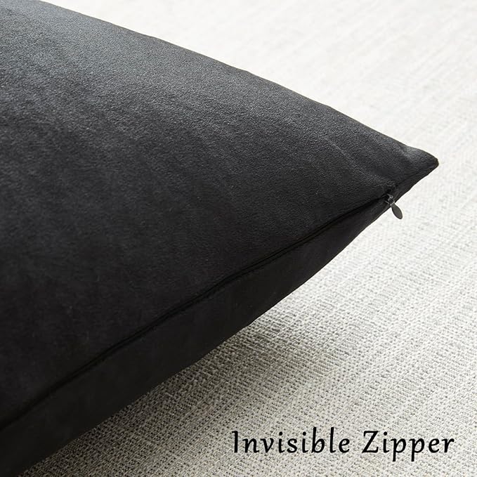 GIGIZAZA Black Velvet Pillow Covers 24x24, Decorative Square Throw Pillows - Image 4
