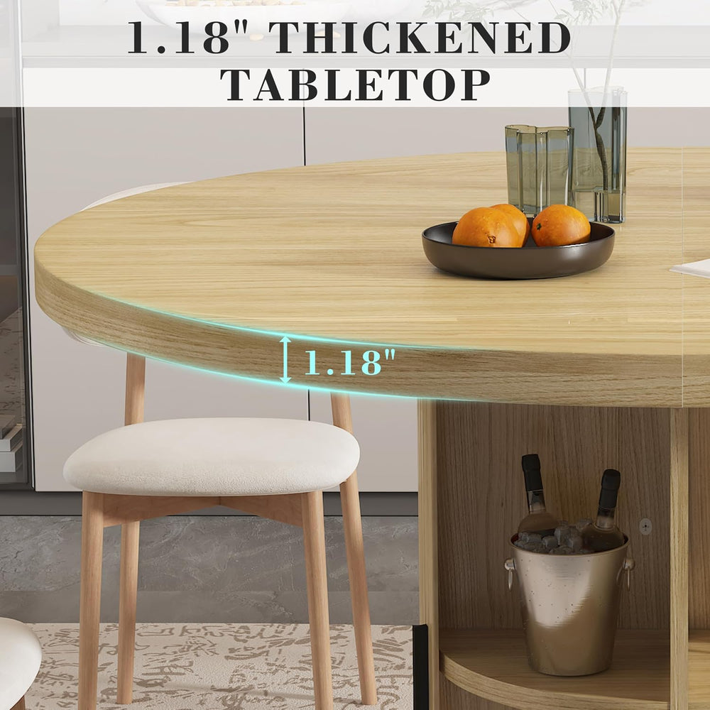 35.5'' Round Dining Table for 2-4, Small Dining Table with Storage Sh...