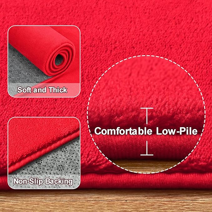Amearea 5x5 Square Area Rugs for Bedroom Living Room, Modern Red Thickened - Image 3