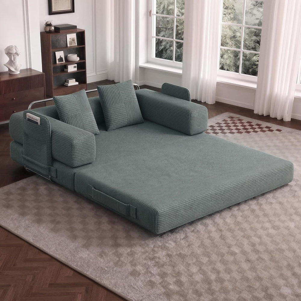 60" Convertible Corduroy Sofa Bed, 5-in-1 Boneless Couch for Living Room