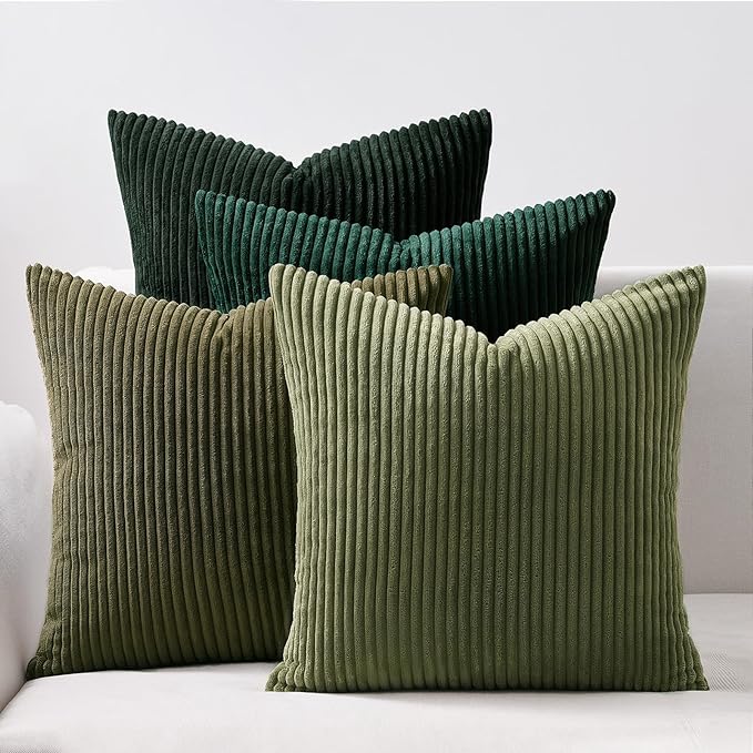 Topfinel Couch Throw Pillows Covers 18x18 Inch Set of 4, Olive Emerald Green by Topfinel