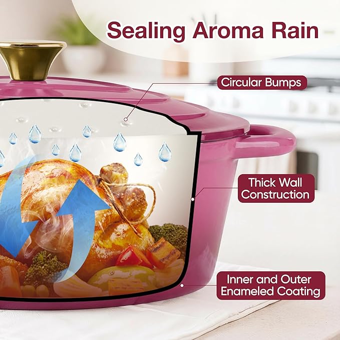 Oval Dutch Oven for Bread Baking, 4.5 Quart Non Stick Enameled Cast Iron Dutch - Image 5
