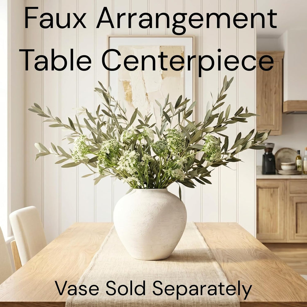 Faux Arrangement - Olive Branches & White Berry, Greenery Stems For Vase