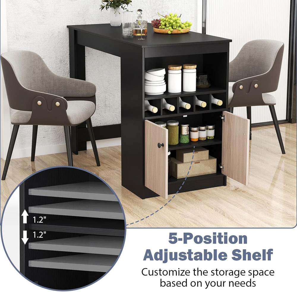 Giantex 48" Dining Table, Counter Height Bar Table with Storage Cabinet,...