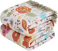 MSGKV Boho Throw Blanket for Couch 100% Cotton Floral Blanket 50"x60" Sofa Bed by MSGKVHomeTextiles