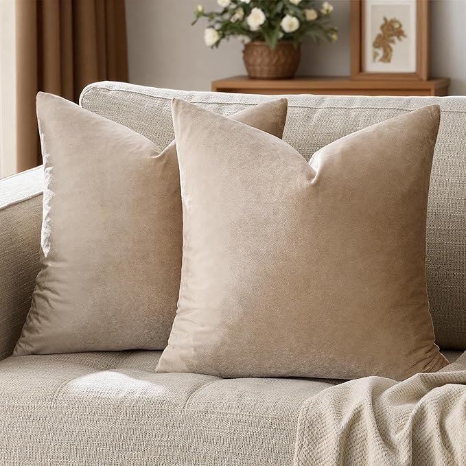 GIGIZAZA Decorative Throw Pillow Covers 26x26, Velvet Sofa Boho Cushion Pillows by GIGIZAZAFocusingonhomedecoration