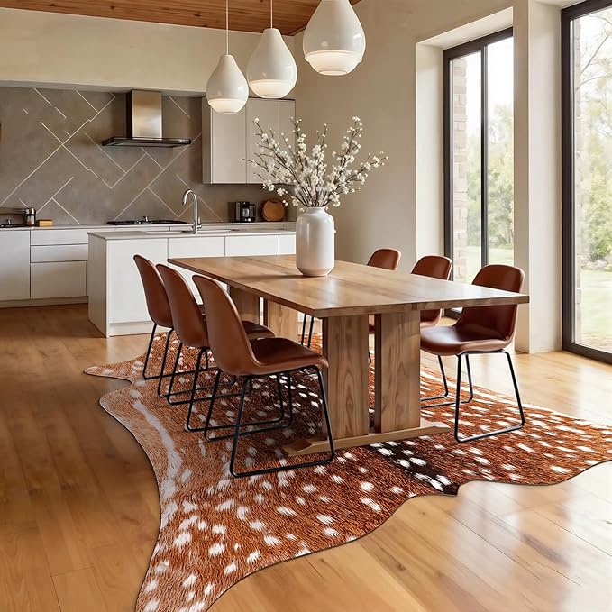 AROGAN Premium Deer Print Rug 4.6x5.2 Feet, Machine Washable Faux Fur Rug - Image 5