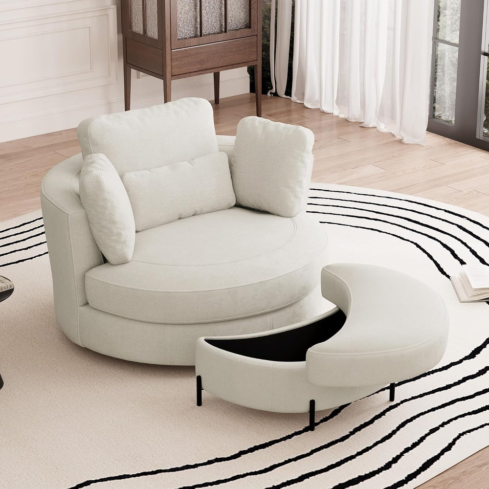 Aoiy & Wifon 50'' W Oversized Swivel Barrel Chair with Storage Ot...