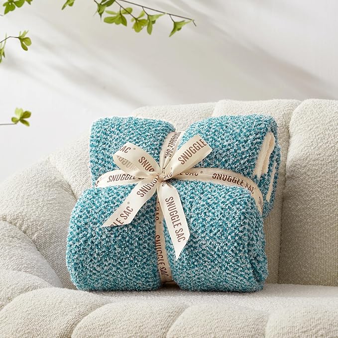 Snuggle Sac Teal Blue Oversized Throw Blankets, Super Soft Warm Cozy Throw - Image 7