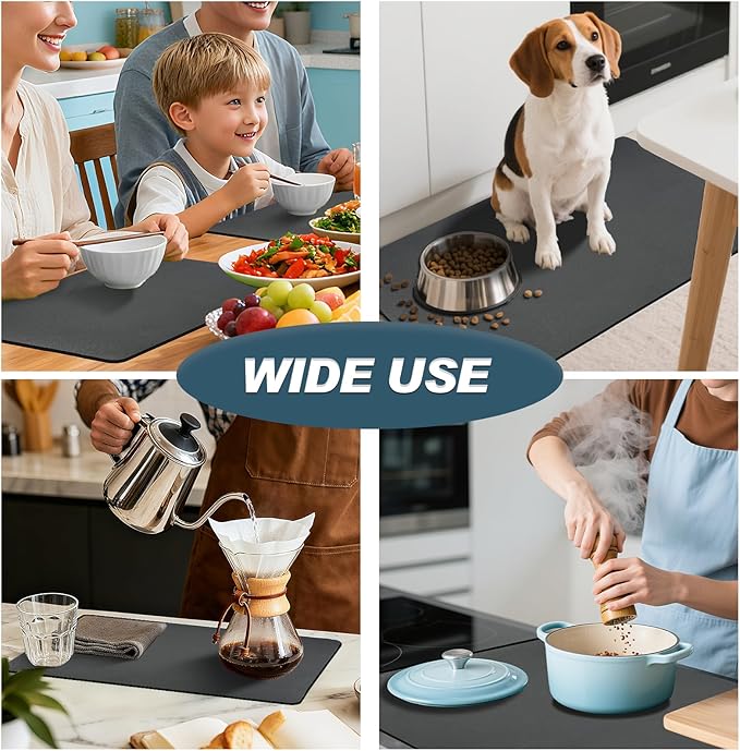 Dish Drying Mat & Coffee Mat for Kitchen Counter, Absorbent Microfiber - Image 8