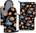 Halloween Pumpkin Autumn Maple Leave Oven Mitts and Pot Holders Sets Heat by ANTJOO