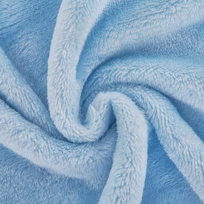 JIAHANNHA Flannel Fleece Ice Blue Blanket Throw Size, Light Blue Throw Blanket - Image 3