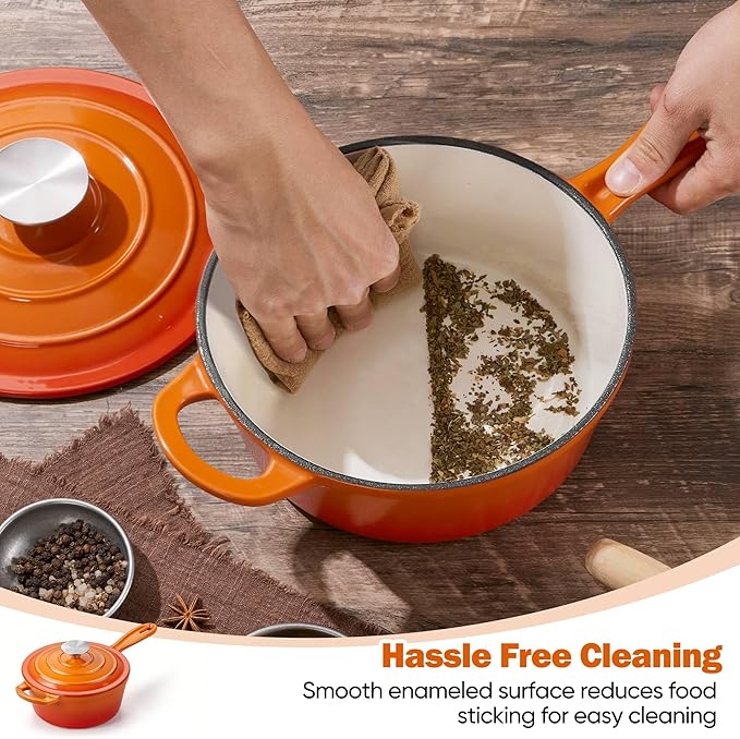 Homikit 1 QT & 2 QT Saucepan Set, Enameled Cast Iron Saucepan - Image 8
