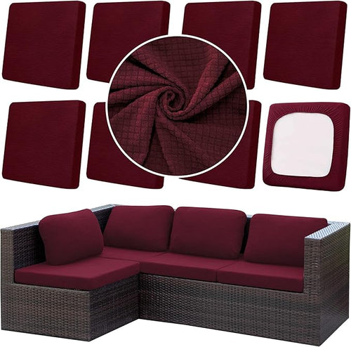 8Pcs Outdoor Cushion Covers, Patio Cushion Covers, Stretch Elastic Slipcovers by dreahoteztil