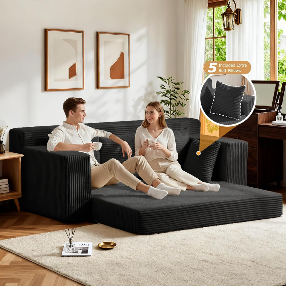 Boneless Couches, 3 Seater Boneless Couch with Futon Couch Corduroy Boneless ...