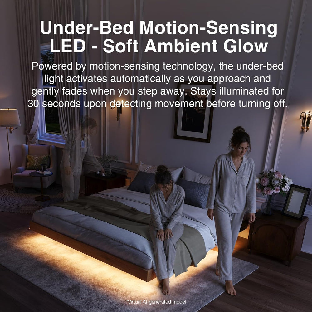 Novilla Floating Solid Wood Queen Bed Frame with Motion Sensor LED Light &amp...