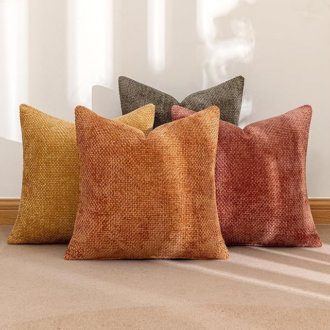 MIULEE Pack of 4 Orange/Yellow Couch Throw Pillow Covers 20x20 Inch Halloween - Image 5