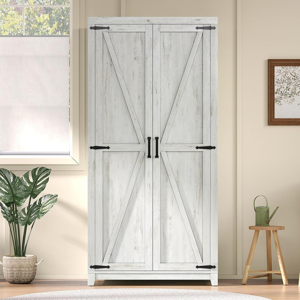 LUXOAK 70" Large Armoire Wardrobe Closet with Hanging Rod, Farmhouse Clo...