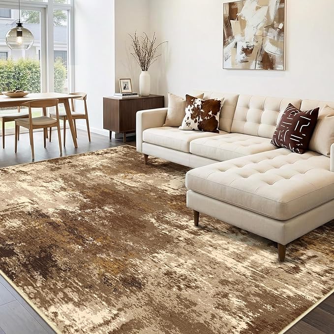Washable Area Rugs 8'x10' Non-Slip Modern Abstract Soft by RELEANY
