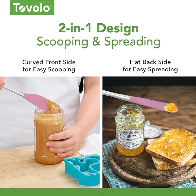Tovolo Jar Spatula Silicone Long Stainless Steel Handle Scraper Spatula Pink - Image 4