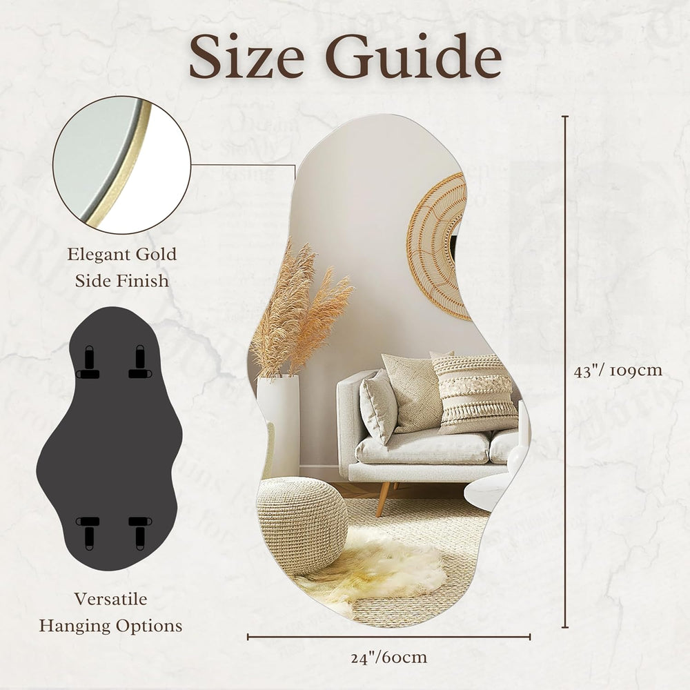 PERFNIQUE Irregular Wall Mirror Asymmetrical Mirror, 43''x24''...